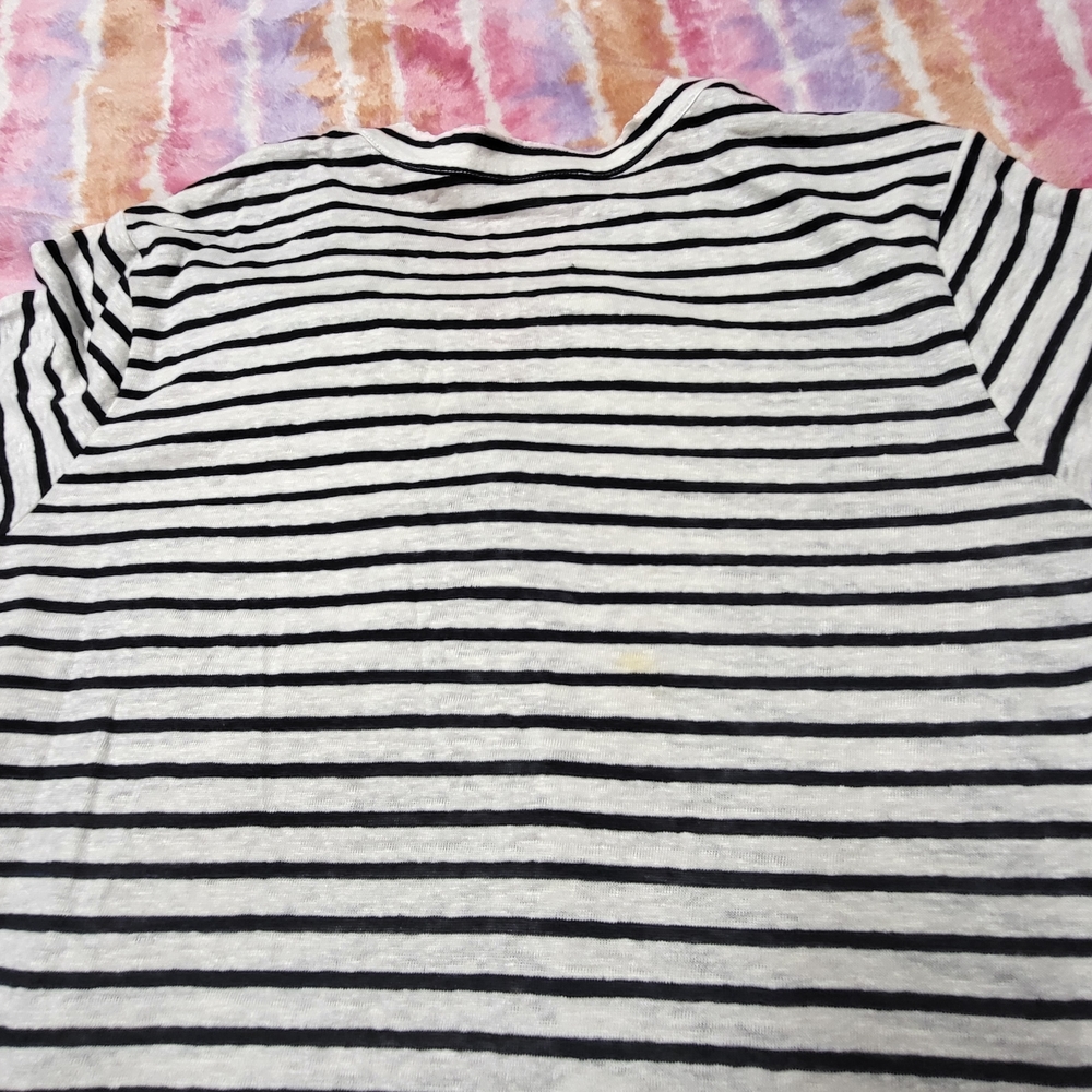 Frame Denim Black and White Striped Top